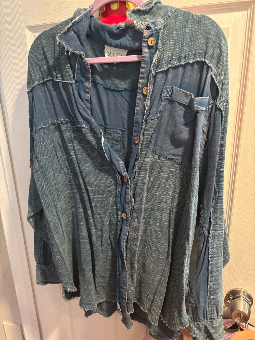 Oli & Hali mixed media button down shirt size XL
